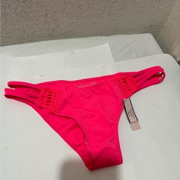New VICTORIA’S SECRET The Strappy Cheeky Coral BIKINI BOTTOMS S - Picture 1 of 5